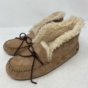 UGG ALENA Leather Slipper Chestnut Suede Shearling Womens Size 9